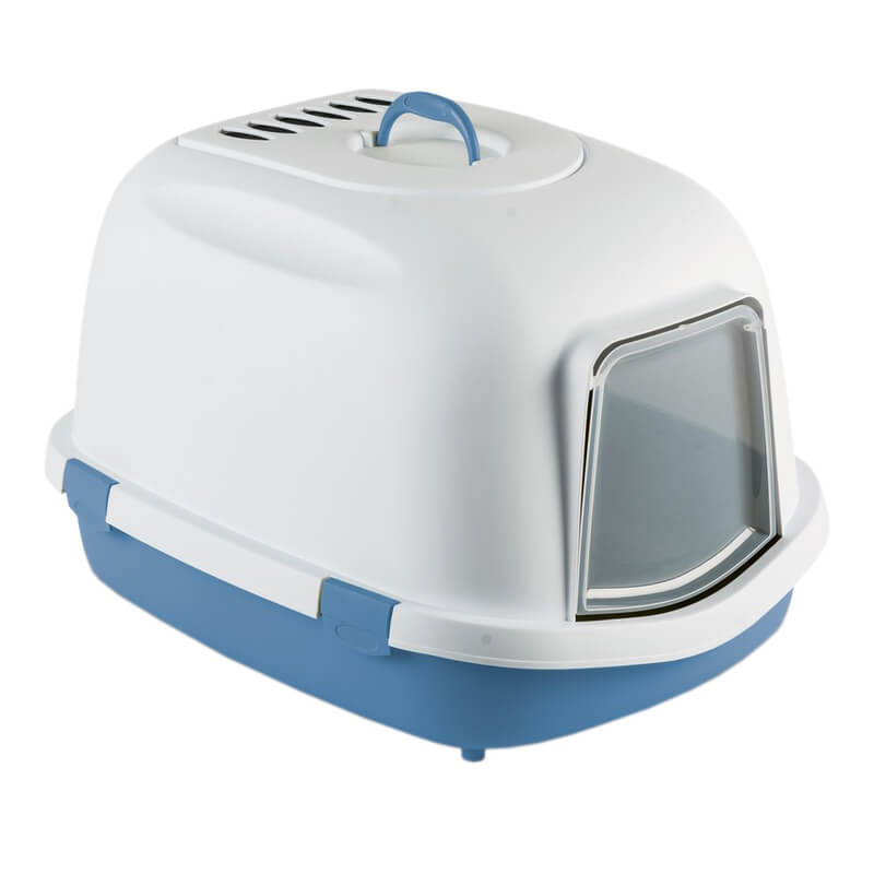 Stefanplast Super Queen pokrito stranišče, modro-belo - 54 x 71 x 46,5 cm