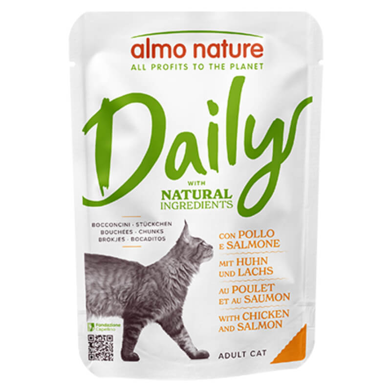 Almo Nature Cat Daily vrečka - piščanec in losos - 70 g