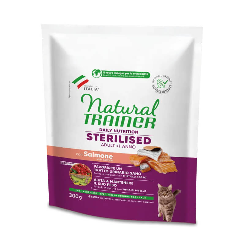 Natural Trainer Cat Sterilised Adult, losos - različna pakiranja - 300 g