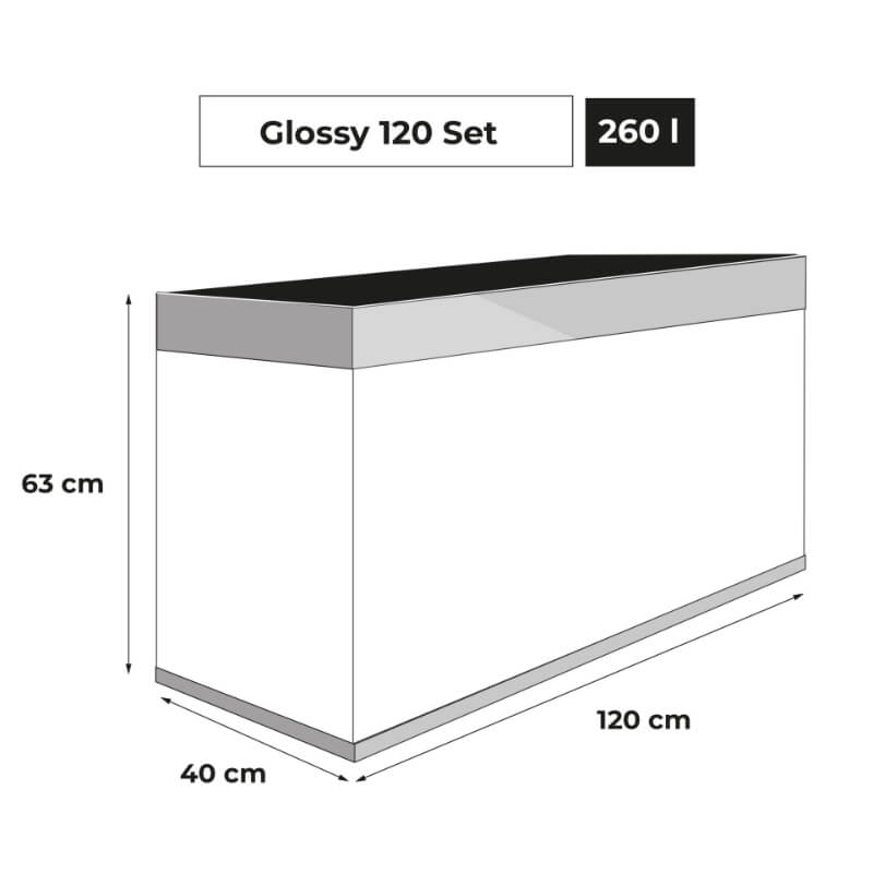 Aquael akvarij Glossy ST 120 Day&Night, črn - 260 L / 120 x 40 x 63 cm (3)