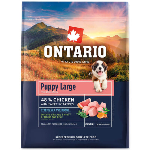 Ontario Puppy Large - piščanec in sladki krompir - 2,25 kg