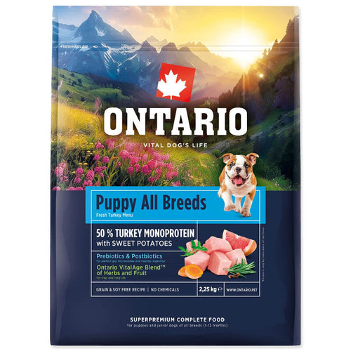 Ontario Puppy All Breeds Monoprotein - puran in sladki krompir - 2,25 kg