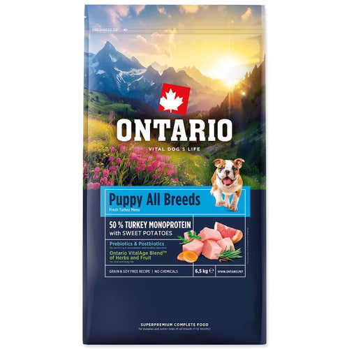 Ontario Puppy All Breeds Monoprotein - puran in sladki krompir - 6,5 kg