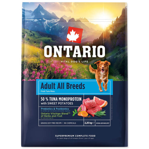 Ontario Adult All Breeds Monoprotein - tuna in sladki krompir - 2,25 kg
