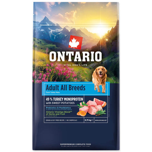 Ontario Adult All Breeds Monoprotein - puran in sladki krompir - 750 g