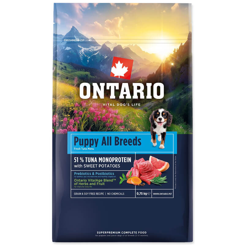 Ontario Puppy All Breeds Monoprotein - tuna in sladki krompir - 750 g