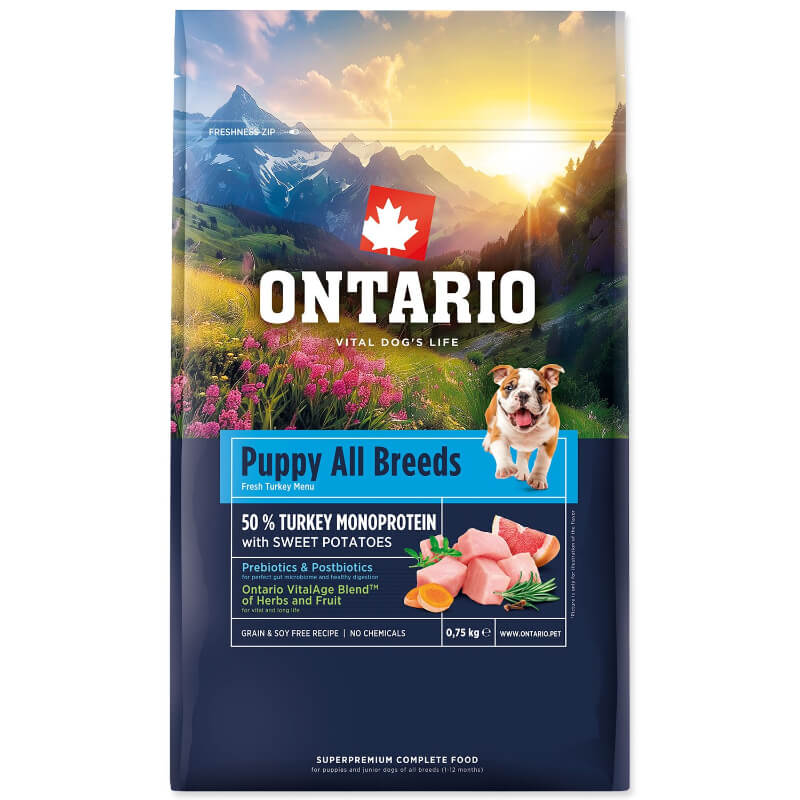 Ontario Puppy All Breeds Monoprotein - puran in sladki krompir - 750 g