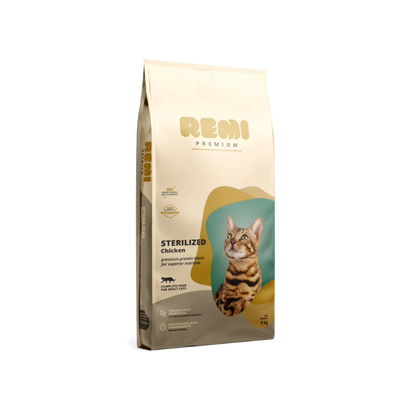 Remi Cat Premium Adult Sterilized, briketi - piščanec - 8 kg