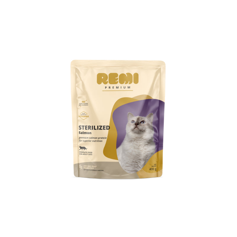 Remi Cat Premium Adult Sterilized, briketi - losos - 400 g
