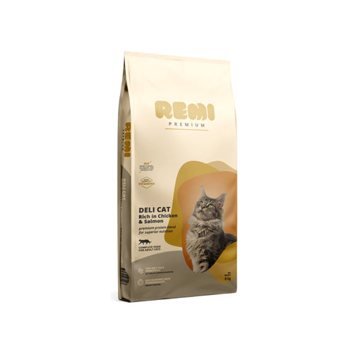 Remi Cat Premium Deli Adult, briketi - piščanec in losos - 8 kg