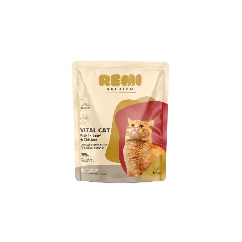 Remi Cat Premium Vital Adult, briketi - govedina in piščanec - 400 g