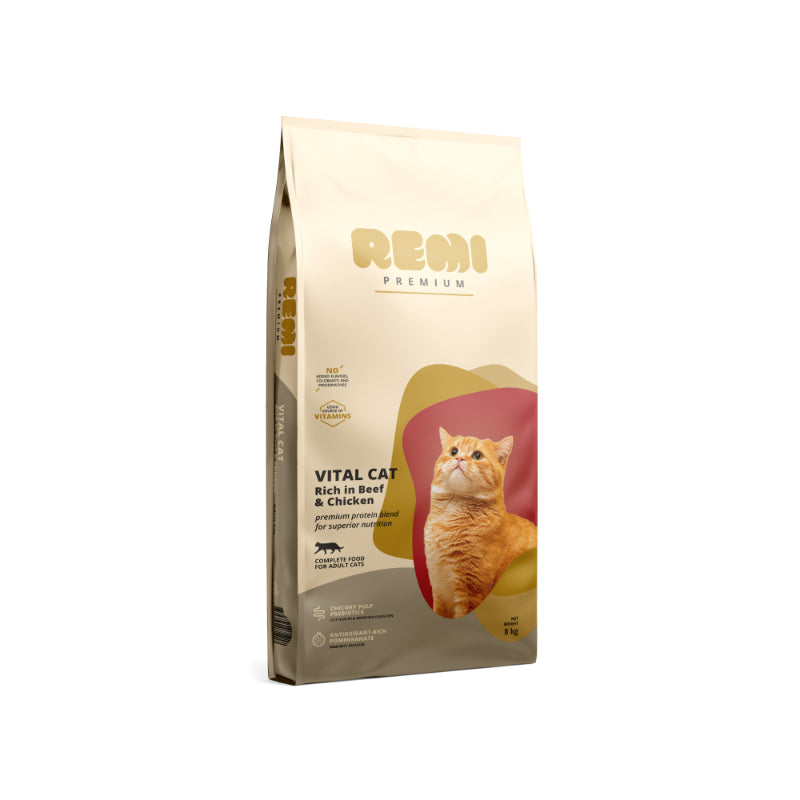 Remi Cat Premium Vital Adult, briketi - govedina in piščanec - 8 kg
