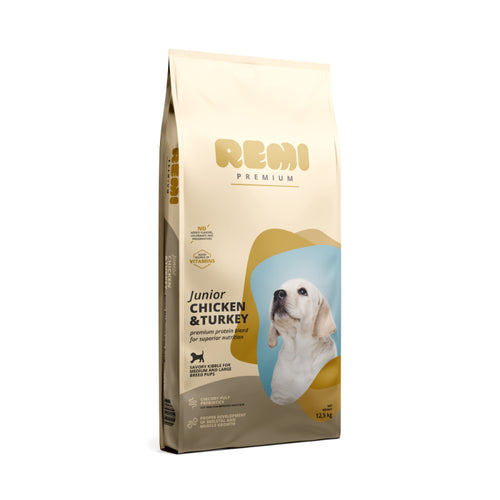 Remi Dog Premium Junior Med/Max - piščanec in puran - 12,5 kg