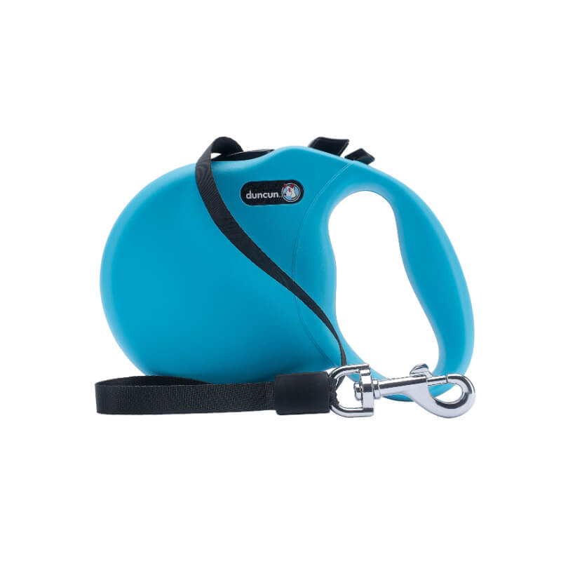 Duncun avtomatski povodec Wanderer L s trakom, moder - 5 m