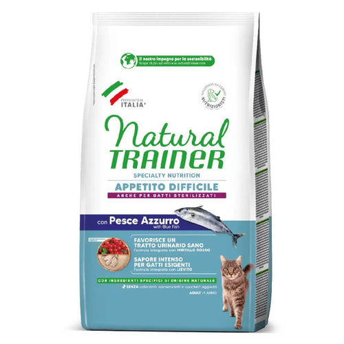 Natural Trainer Cat Exigent Adult, modra riba - različna pakiranja