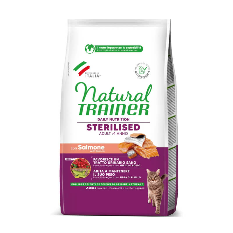 Natural Trainer Cat Sterilised Adult, losos - različna pakiranja