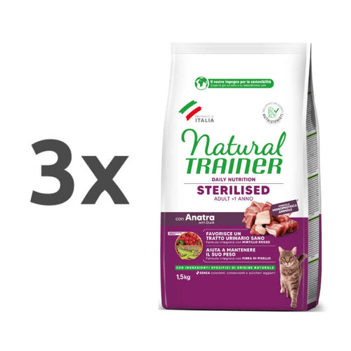 Natural Trainer Cat Sterilised Adult, raca - različna pakiranja - 3 x 1,5 kg