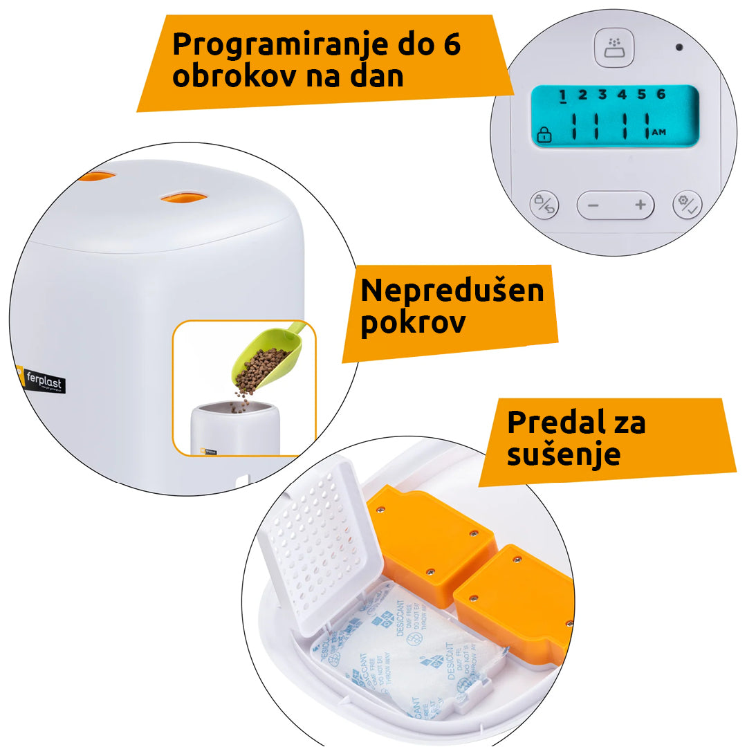 Ferplast Risto Pet avtomatski krmilnik, več obrokov - 31 x 14,5 x 31,5 cm (3)