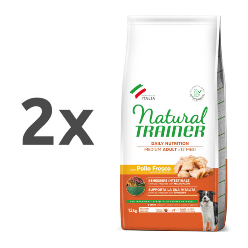 Natural Trainer Daily Nutrition Adult Medium - sveži piščanec - 2 x 12 kg