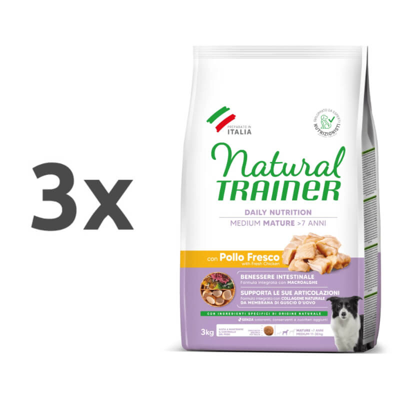 Natural Trainer Daily Nutrition Senior Medium - sveži piščanec - 3 x 3 kg