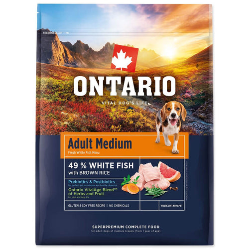 Ontario Adult Medium - bela riba in rjavi riž