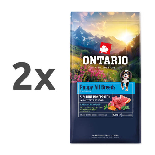 Ontario Puppy All Breeds Monoprotein - tuna in sladki krompir - 2 x 6,5 kg
