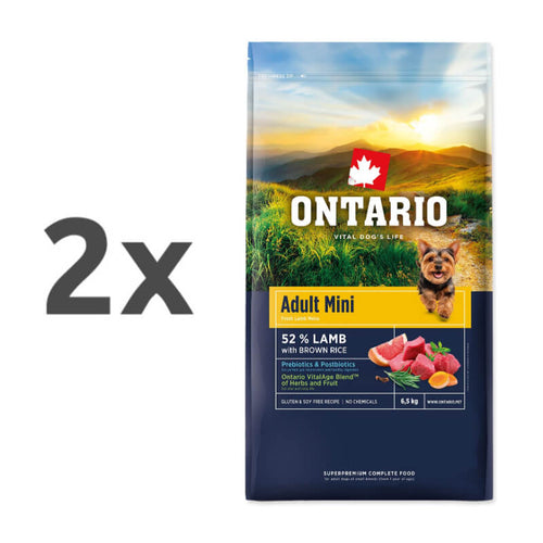 Ontario Adult Mini - jagnjetina in rjavi riž - 2 x 6,5 kg
