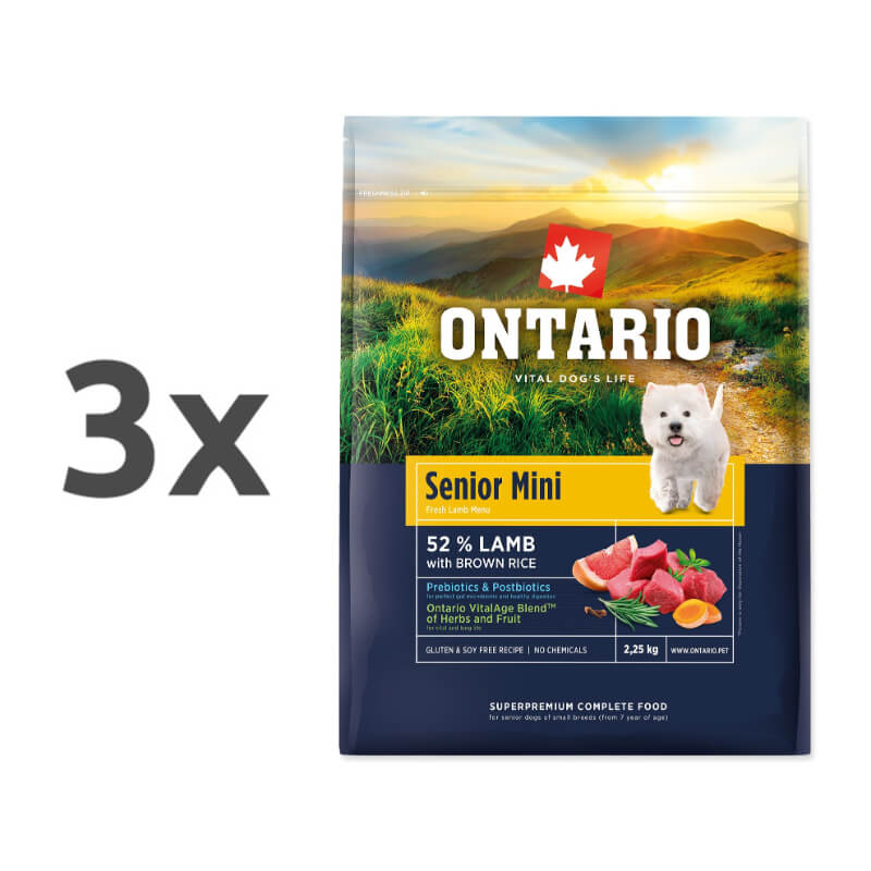 Ontario Senior Mini - jagnjetina in rjavi riž - 3 x 2,25 kg