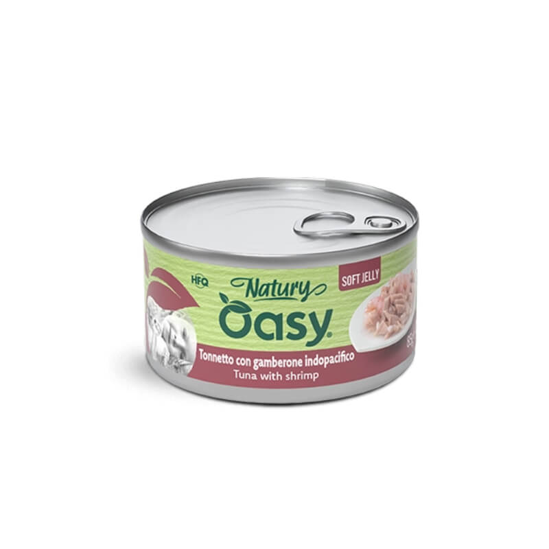 Oasy Cat Natury Adult fileji v želeju, konzerva - tuna in kozice - 150 g - 150 g