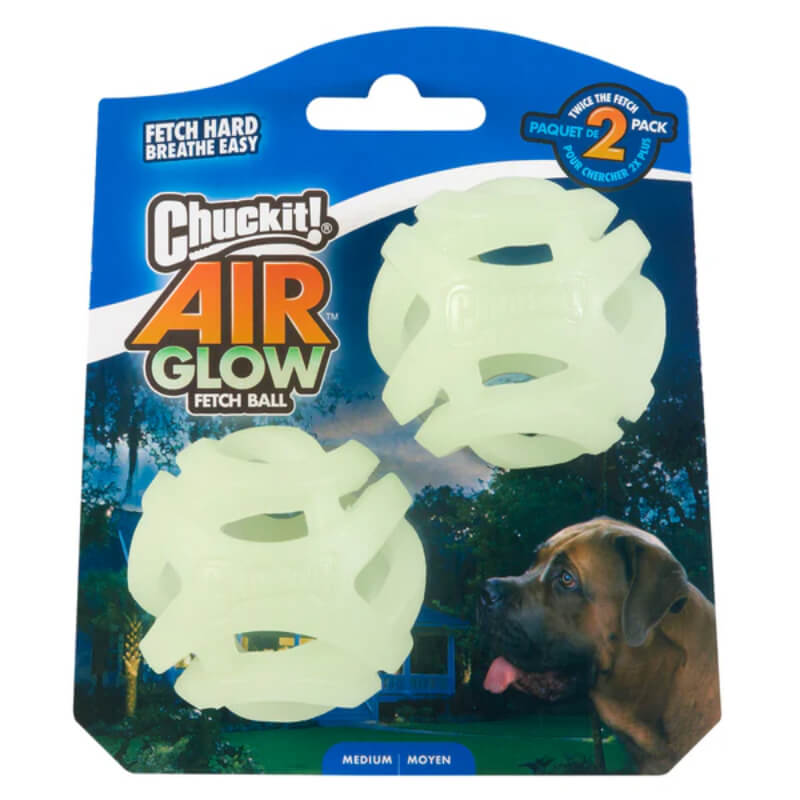 Chuckit! Air Glow svetleča mrežasta žogica M, 2 kos - 6,4 cm