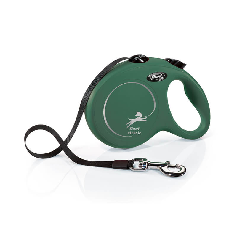 Flexi povodec Classic Compact trak, olivno zelen - 5 m (različne velikosti) - L