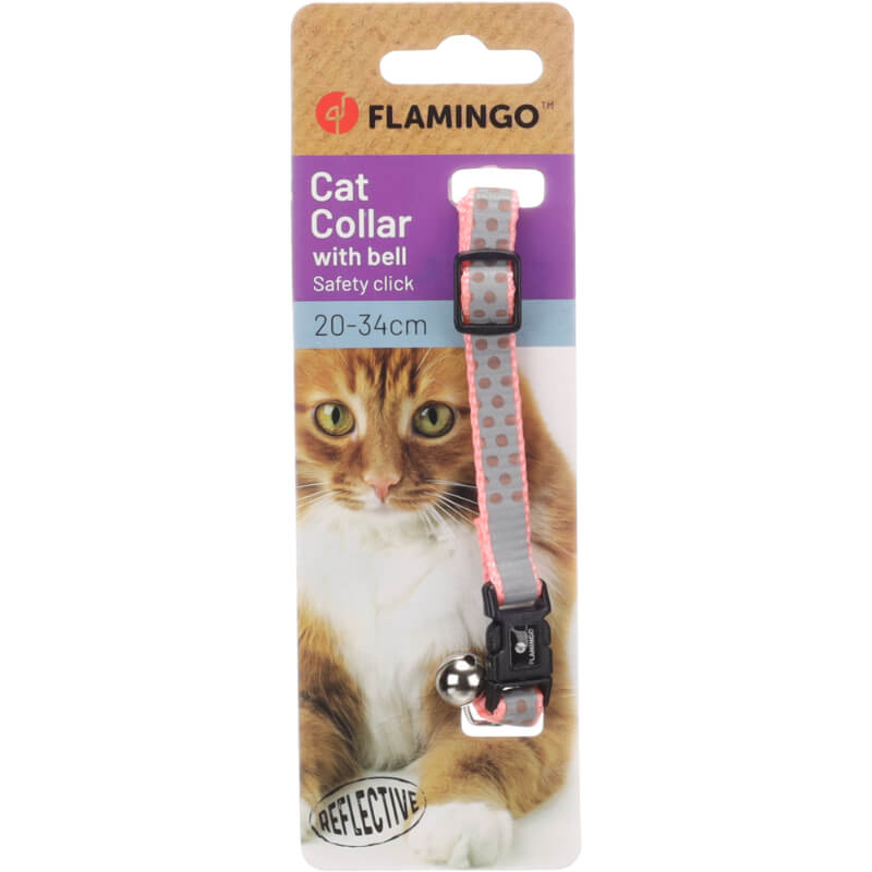 Flamingo odsevna ovratnica za mačke Minx, roza - 20-34 cm