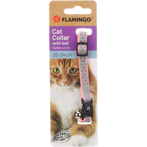 Flamingo odsevna ovratnica za mačke Minx, roza - 20-34 cm