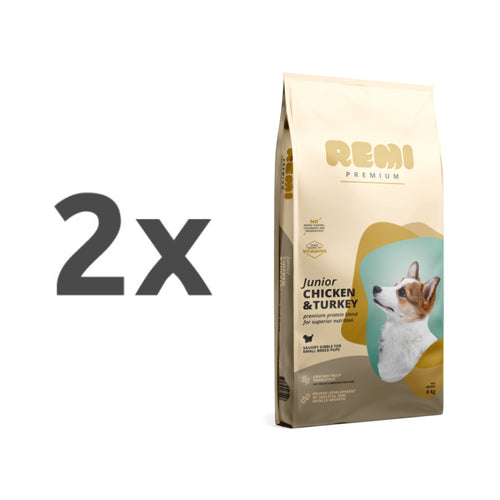 Remi Dog Premium Junior Mini - piščanec in puran - 2 x 8 kg