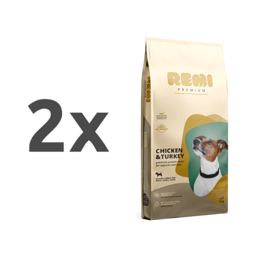 Remi Dog Premium Adult Mini - piščanec in puran - 2 x 8 kg