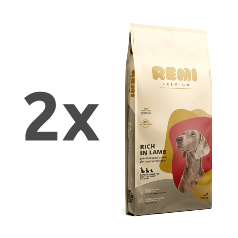 Remi Dog Premium Adult - jagnjetina - 2 x 12,5 kg
