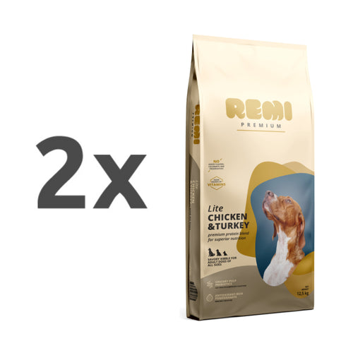 Remi Dog Premium Lite Senior - piščanec in puran - 2 x 12,5 kg