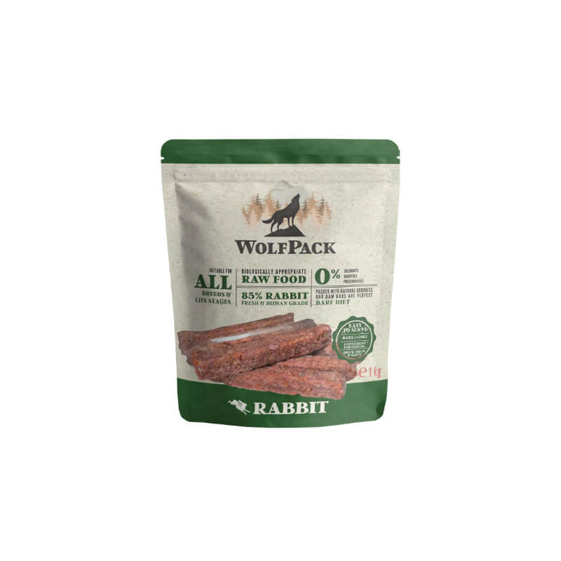 WolfPack Barf surova hrana v obliki palčk, kunec - 1 kg (20 x 50 g)