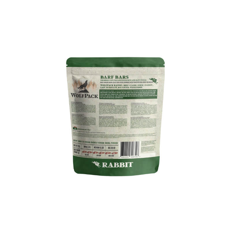 WolfPack Barf surova hrana v obliki palčk, kunec - 1 kg (20 x 50 g) (2)