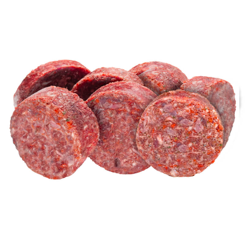 WolfPack Barf surova hrana v obliki medaljonov, govedina - 1 kg (20 x 50 g) (3)