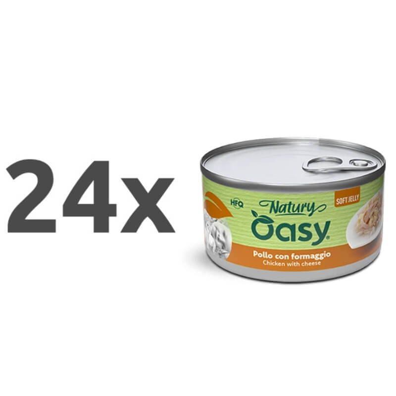 Oasy Cat Natury Adult fileji v želeju, konzerva - piščanec in sir - 85 g - 24 x 85 g