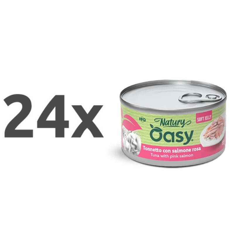 Oasy Cat Natury Adult fileji v želeju, konzerva - tuna in losos - 85 g - 24 x 85 g