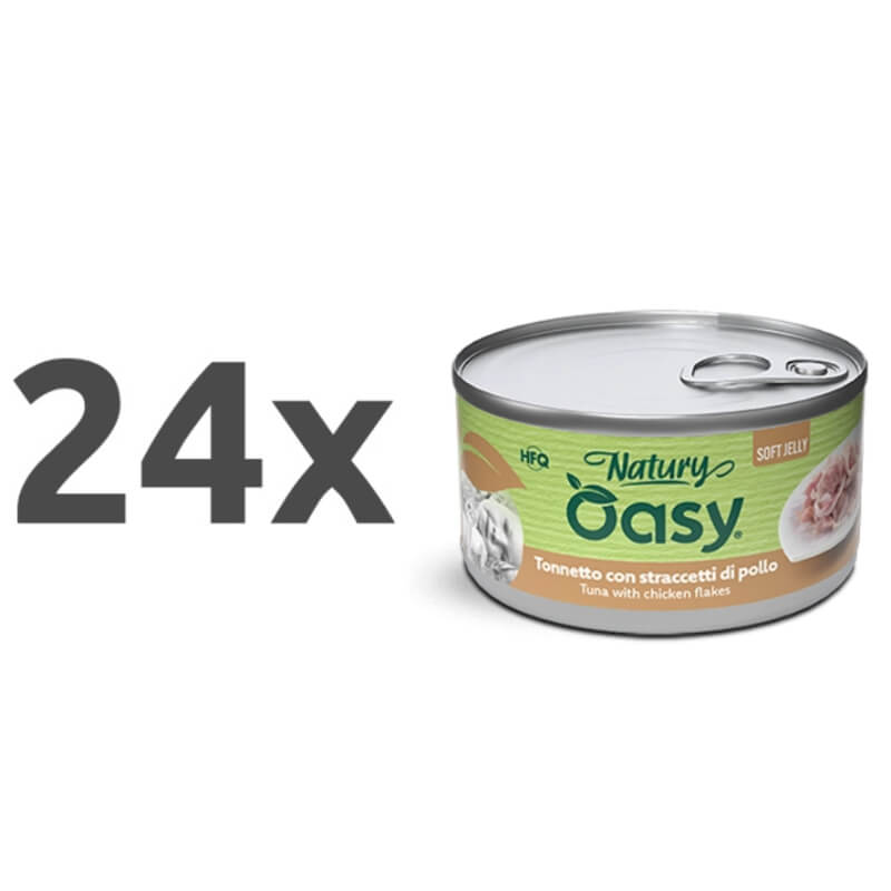 Oasy Cat Natury Adult fileji v želeju, konzerva - tuna in piščanec - 24 x 150 g