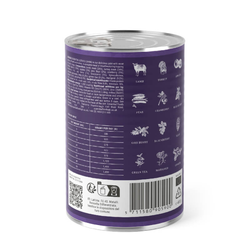 Essential Foods Dog Estate Adult Pâté, konzerva - jagnjetina in puran - 400 g