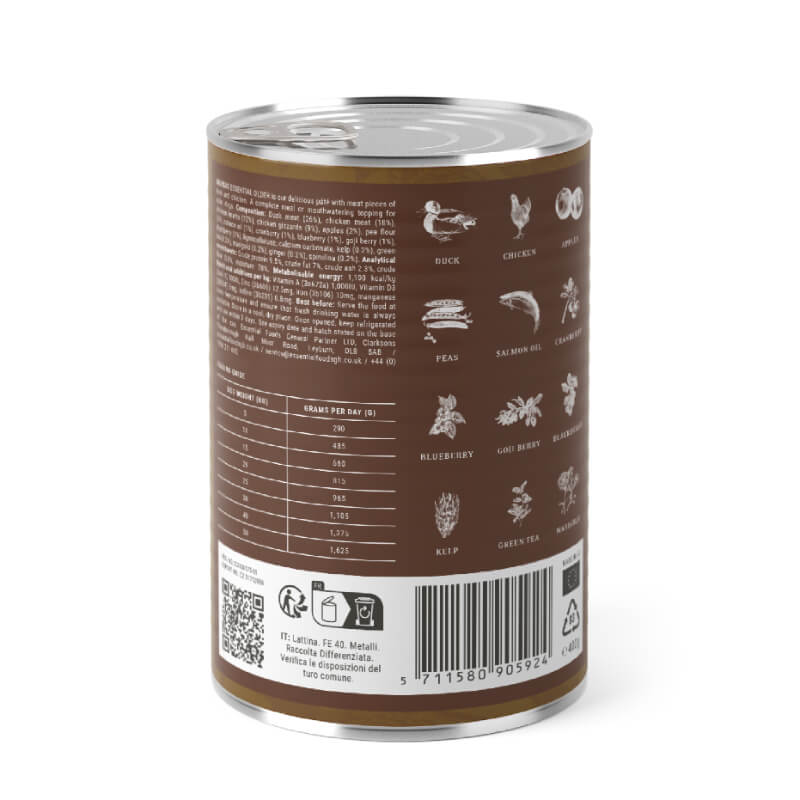 Essential Foods Dog Older Senior Pâté, konzerva - raca in piščanec - 400 g
