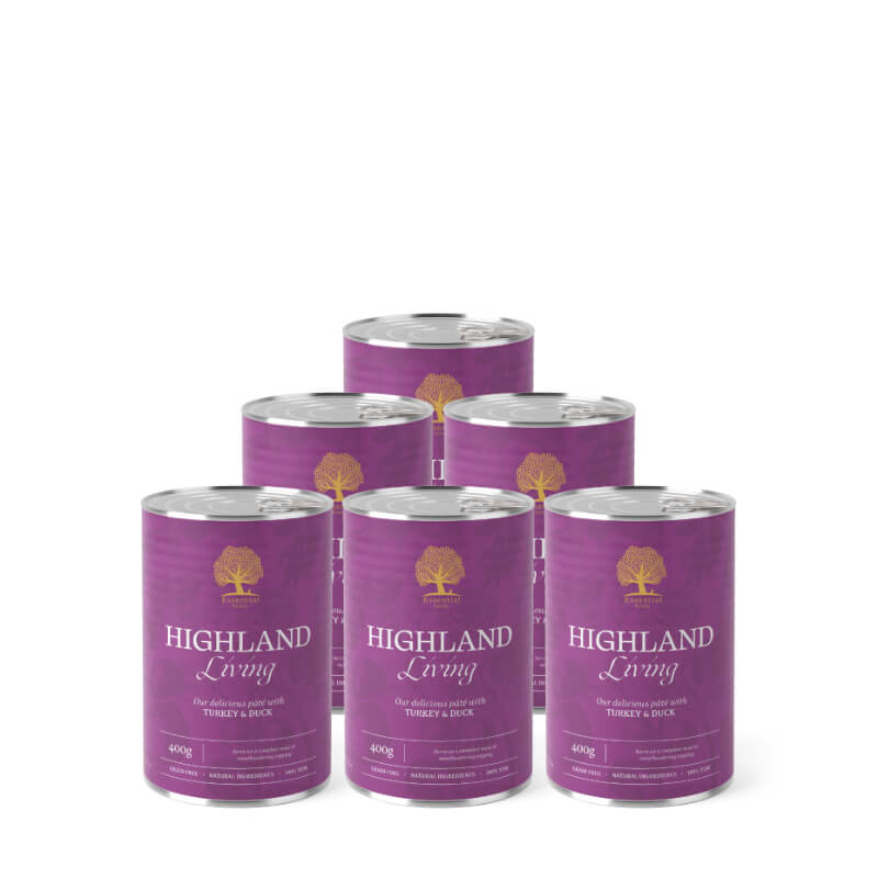 Essential Foods Dog Highland Adult Pâté, konzerva - puran in raca - 400 g - 6 x 400 g