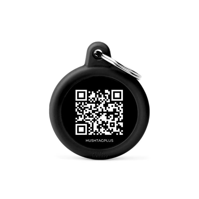My Family ident. obesek Hush s QR kodo, razl. barve - GRAVIRANJE GRATIS! - črna
