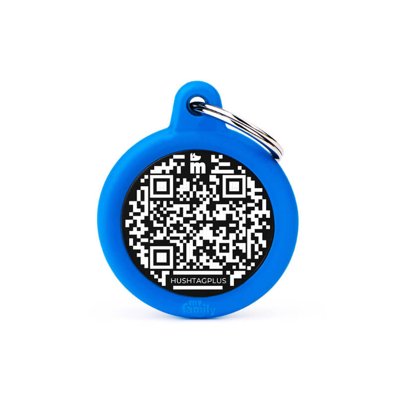 My Family ident. obesek Hush s QR kodo, razl. barve - GRAVIRANJE GRATIS! - modra