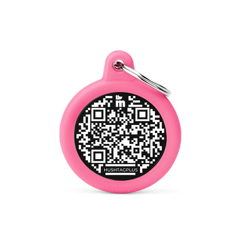 My Family ident. obesek Hush s QR kodo, razl. barve - GRAVIRANJE GRATIS! - roza