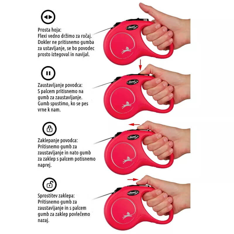 Flexi povodec Classic Compact trak, olivno zelen - 5 m (različne velikosti)